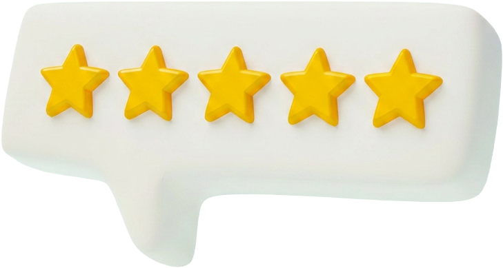 five star rating in speech bubble